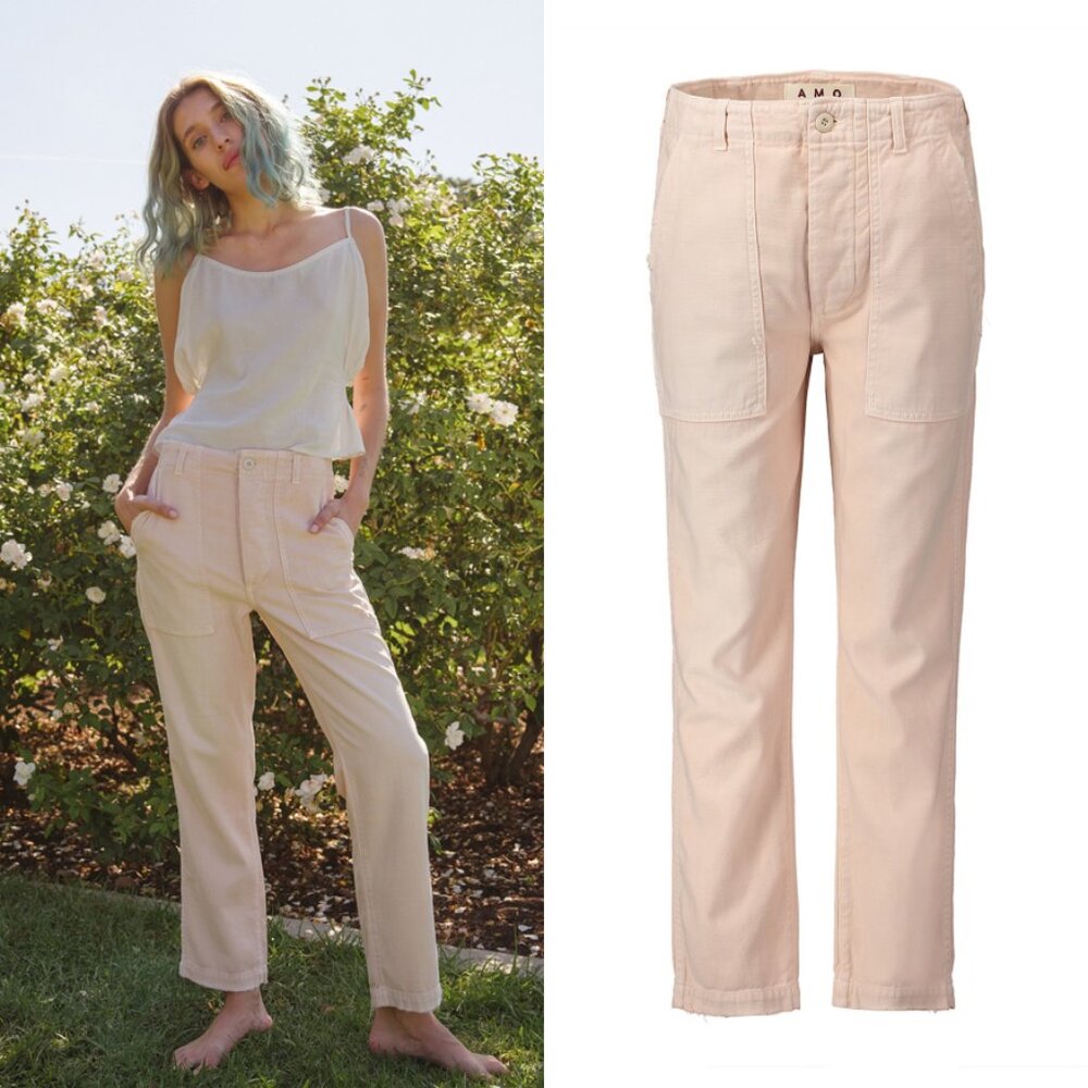 NWTโ AMO Army Straight Leg Crop Pant in Pale Pink Size 24, 27 $268